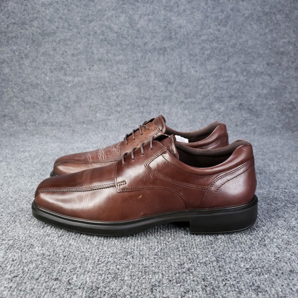 Ecco Helsinki 2 Shoes Mens Sz 9 Brown Leather Oxford Dress Bike Toe Derby *READ* - Picture 4 of 16